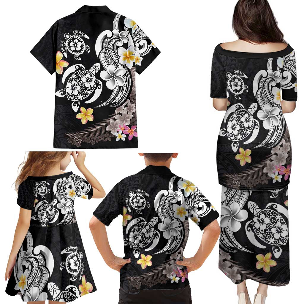 Hawaiian Tropical Plumeria Turtles Family Matching Puletasi and Hawaiian Shirt Polynesian Art Tattoo LT03 - Polynesian Pride