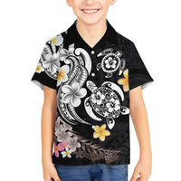 Hawaiian Tropical Plumeria Turtles Family Matching Short Sleeve Bodycon Dress and Hawaiian Shirt Polynesian Art Tattoo