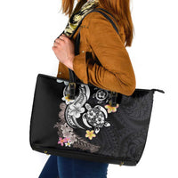 Hawaiian Tropical Plumeria Turtles Leather Tote Bag Polynesian Art Tattoo LT03 - Polynesian Pride