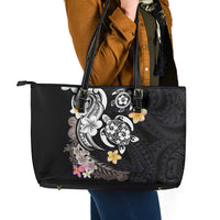 Hawaiian Tropical Plumeria Turtles Leather Tote Bag Polynesian Art Tattoo LT03 - Polynesian Pride
