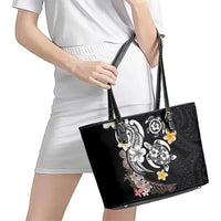 Hawaiian Tropical Plumeria Turtles Leather Tote Bag Polynesian Art Tattoo LT03 - Polynesian Pride