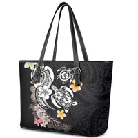 Hawaiian Tropical Plumeria Turtles Leather Tote Bag Polynesian Art Tattoo LT03 - Polynesian Pride