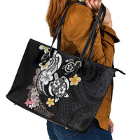 Hawaiian Tropical Plumeria Turtles Leather Tote Bag Polynesian Art Tattoo LT03 - Polynesian Pride