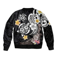 Hawaiian Tropical Plumeria Turtles Sleeve Zip Bomber Jacket Polynesian Art Tattoo LT03 - Polynesian Pride