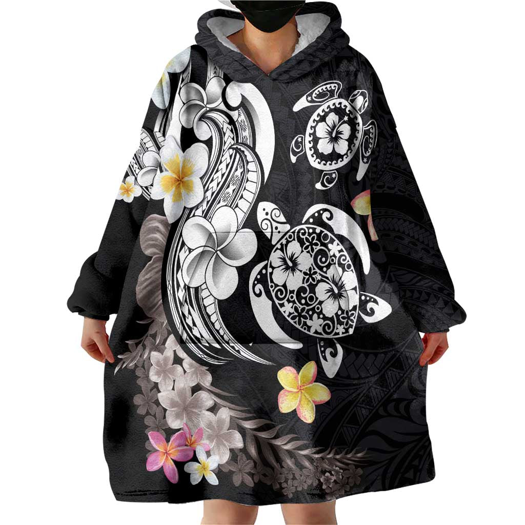 Hawaiian Tropical Plumeria Turtles Wearable Blanket Hoodie Polynesian Art Tattoo LT03 - Polynesian Pride