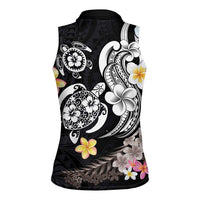 Hawaiian Tropical Plumeria Turtles Women Sleeveless Polo Shirt Polynesian Art Tattoo LT03 - Polynesian Pride