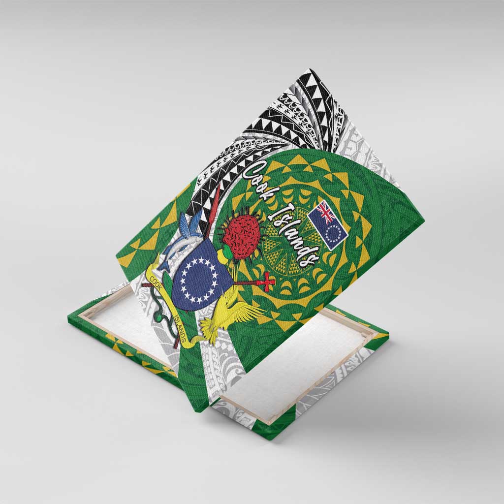 Cook Islands Independence Day Canvas Wall Art National Flag and Emblem with Tatau Tattoo