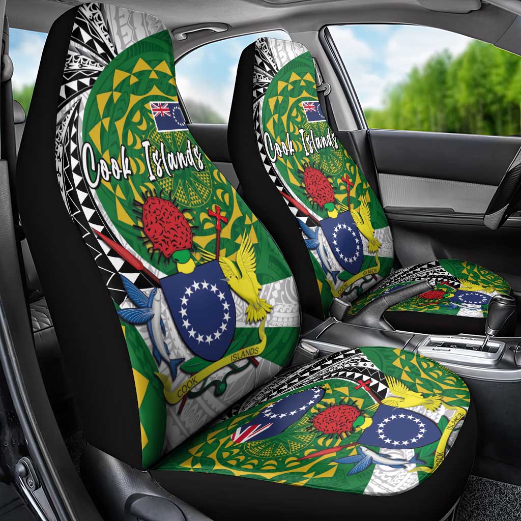 Cook Islands Independence Day Car Seat Cover National Flag and Emblem with Tatau Tattoo LT03 - Polynesian Pride