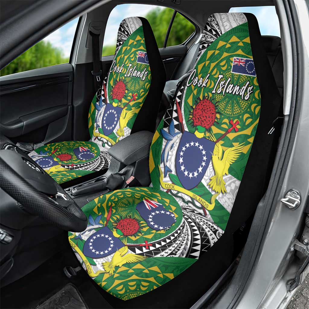 Cook Islands Independence Day Car Seat Cover National Flag and Emblem with Tatau Tattoo LT03 - Polynesian Pride