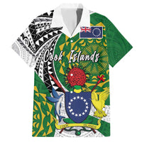 Cook Islands Independence Day Family Matching Long Sleeve Bodycon Dress and Hawaiian Shirt National Flag and Emblem with Tatau Tattoo LT03 Dad's Shirt - Short Sleeve - Polynesian Pride