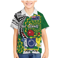 Cook Islands Independence Day Family Matching Mermaid Dress and Hawaiian Shirt National Flag and Emblem with Tatau Tattoo LT03 Son's Shirt - Polynesian Pride