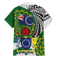 Cook Islands Independence Day Family Matching Off The Shoulder Long Sleeve Dress and Hawaiian Shirt National Flag and Emblem with Tatau Tattoo LT03 - Polynesian Pride