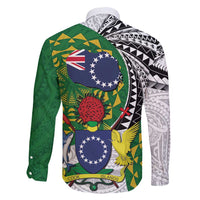 Cook Islands Independence Day Family Matching Off Shoulder Maxi Dress and Hawaiian Shirt National Flag and Emblem with Tatau Tattoo LT03 - Polynesian Pride