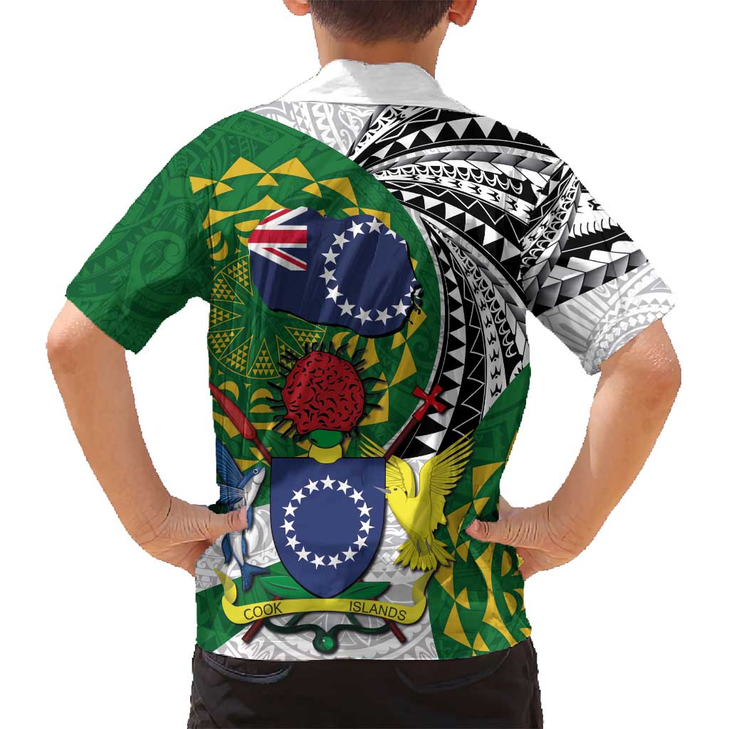 Cook Islands Independence Day Family Matching Puletasi and Hawaiian Shirt National Flag and Emblem with Tatau Tattoo LT03 - Polynesian Pride