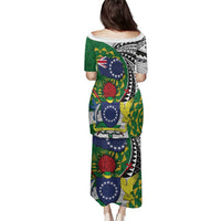 Cook Islands Independence Day Family Matching Puletasi and Hawaiian Shirt National Flag and Emblem with Tatau Tattoo LT03 - Polynesian Pride