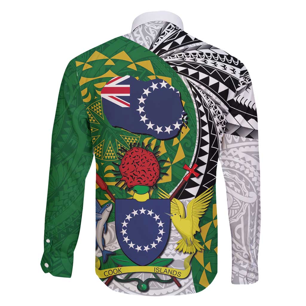 Cook Islands Independence Day Family Matching Short Sleeve Bodycon Dress and Hawaiian Shirt National Flag and Emblem with Tatau Tattoo LT03 - Polynesian Pride