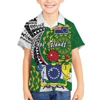 Cook Islands Independence Day Family Matching Short Sleeve Bodycon Dress and Hawaiian Shirt National Flag and Emblem with Tatau Tattoo LT03 Son's Shirt - Polynesian Pride