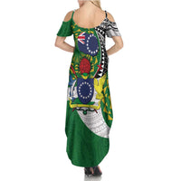 Cook Islands Independence Day Family Matching Summer Maxi Dress and Hawaiian Shirt National Flag and Emblem with Tatau Tattoo LT03 - Polynesian Pride
