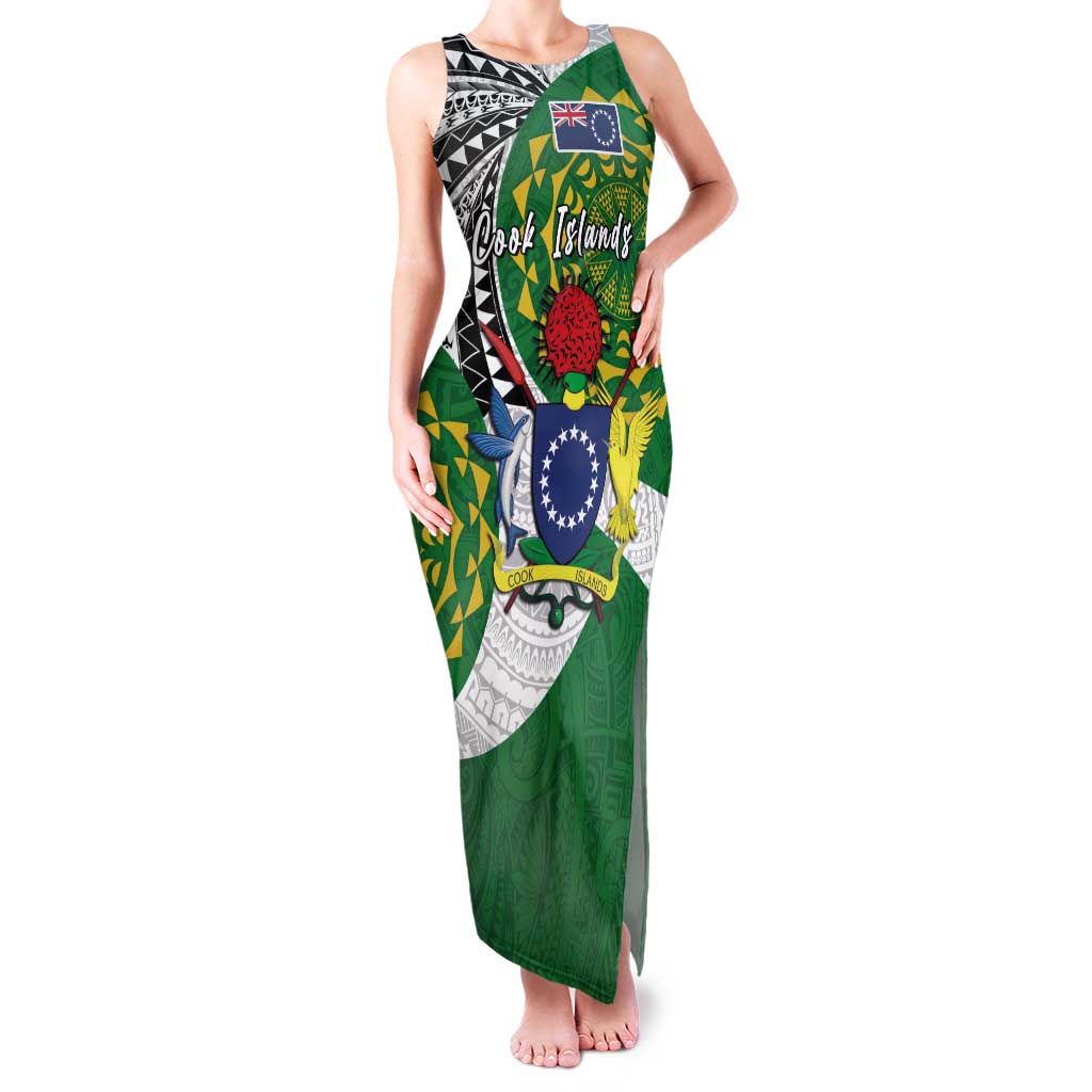Cook Islands Independence Day Family Matching Tank Maxi Dress and Hawaiian Shirt National Flag and Emblem with Tatau Tattoo LT03 Mom's Dress - Polynesian Pride