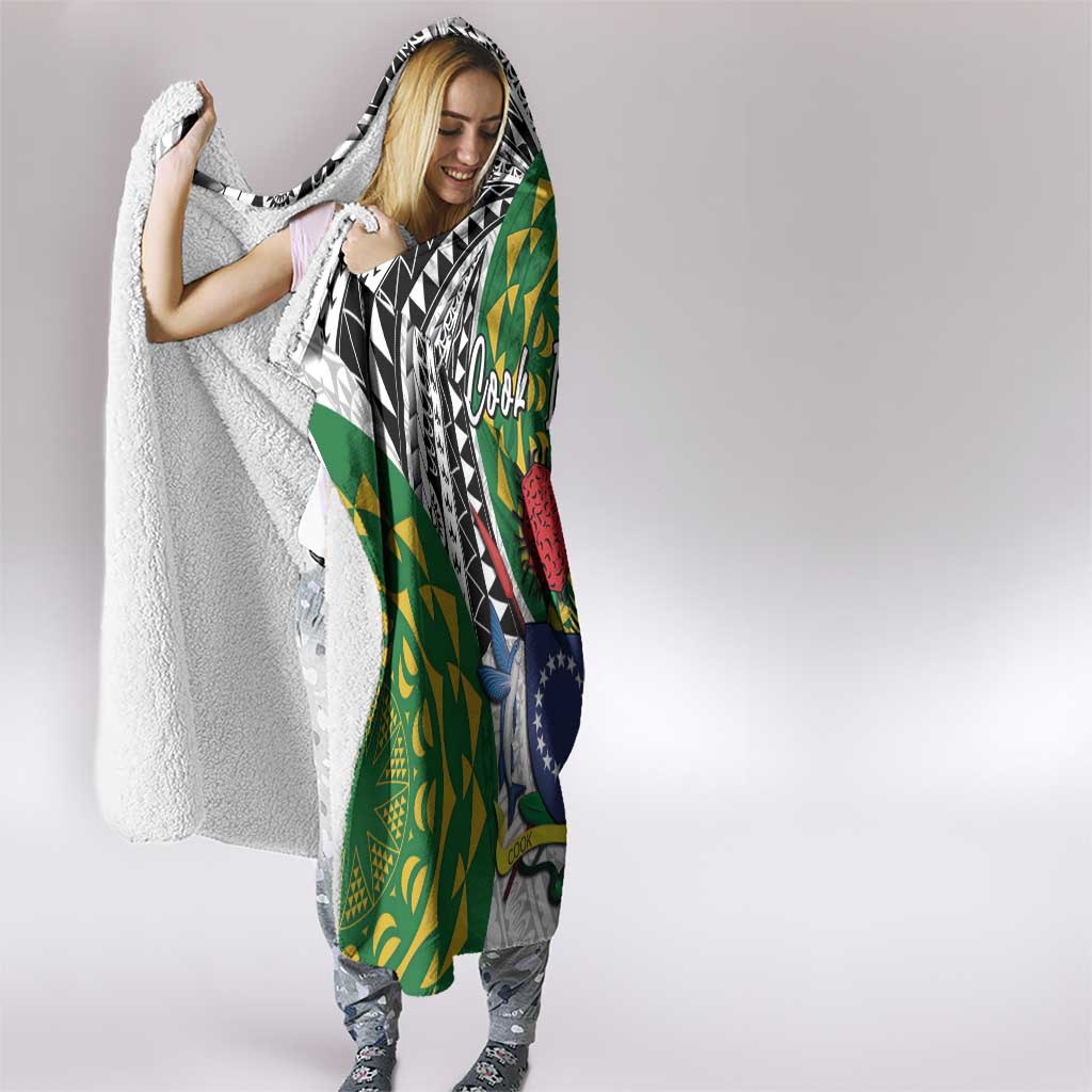Cook Islands Independence Day Hooded Blanket National Flag and Emblem with Tatau Tattoo