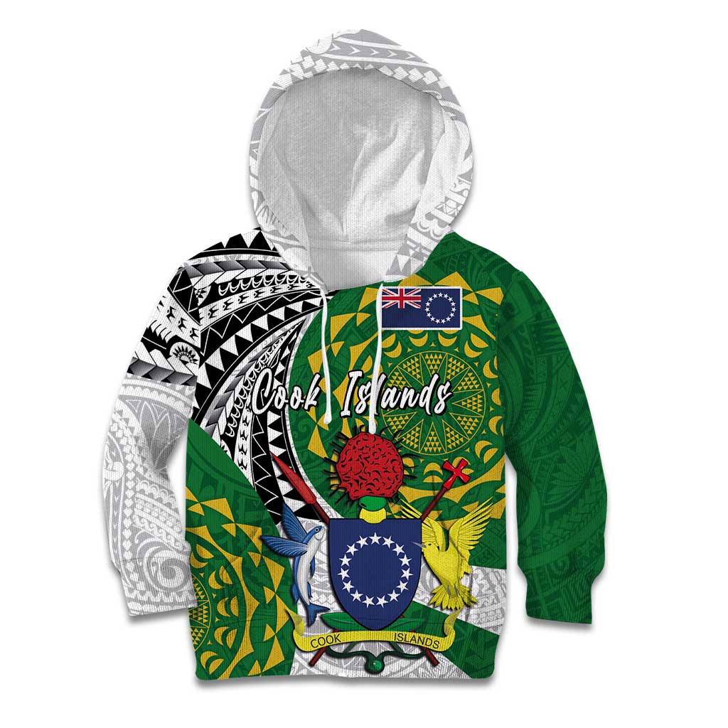Cook Islands Independence Day Kid Hoodie National Flag and Emblem with Tatau Tattoo LT03 Hoodie - Polynesian Pride