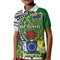 Cook Islands Independence Day Kid Polo Shirt National Flag and Emblem with Tatau Tattoo LT03 Kid - Polynesian Pride