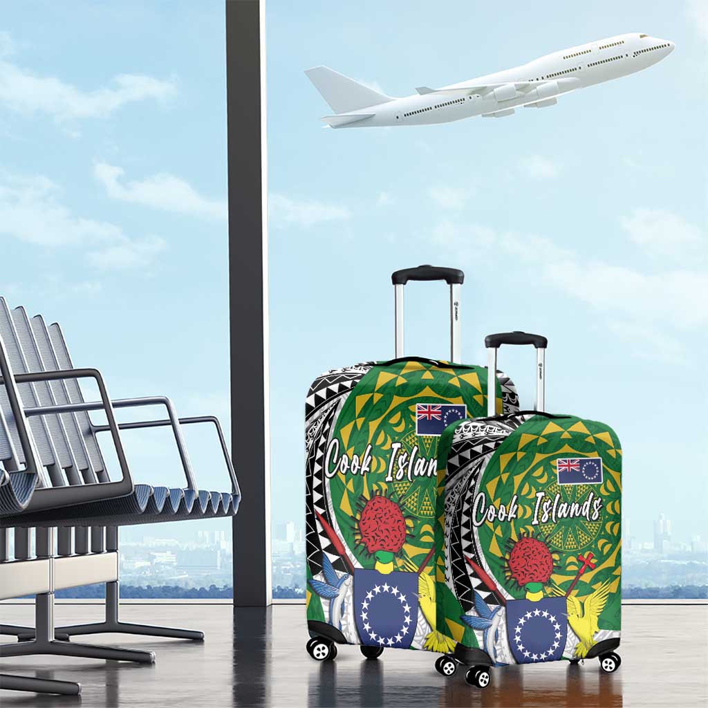 Cook Islands Independence Day Luggage Cover National Flag and Emblem with Tatau Tattoo LT03 - Polynesian Pride