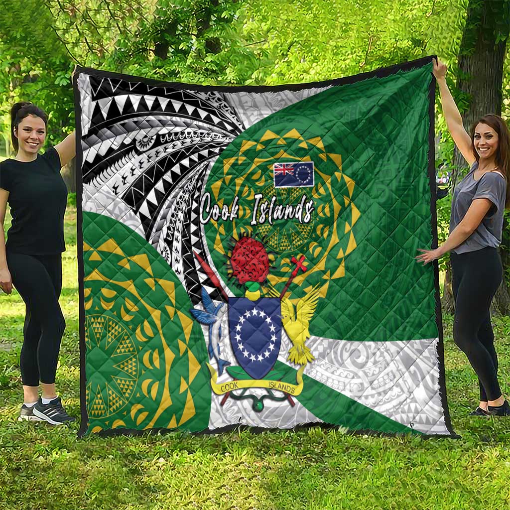 Cook Islands Independence Day Quilt National Flag and Emblem with Tatau Tattoo LT03 - Polynesian Pride
