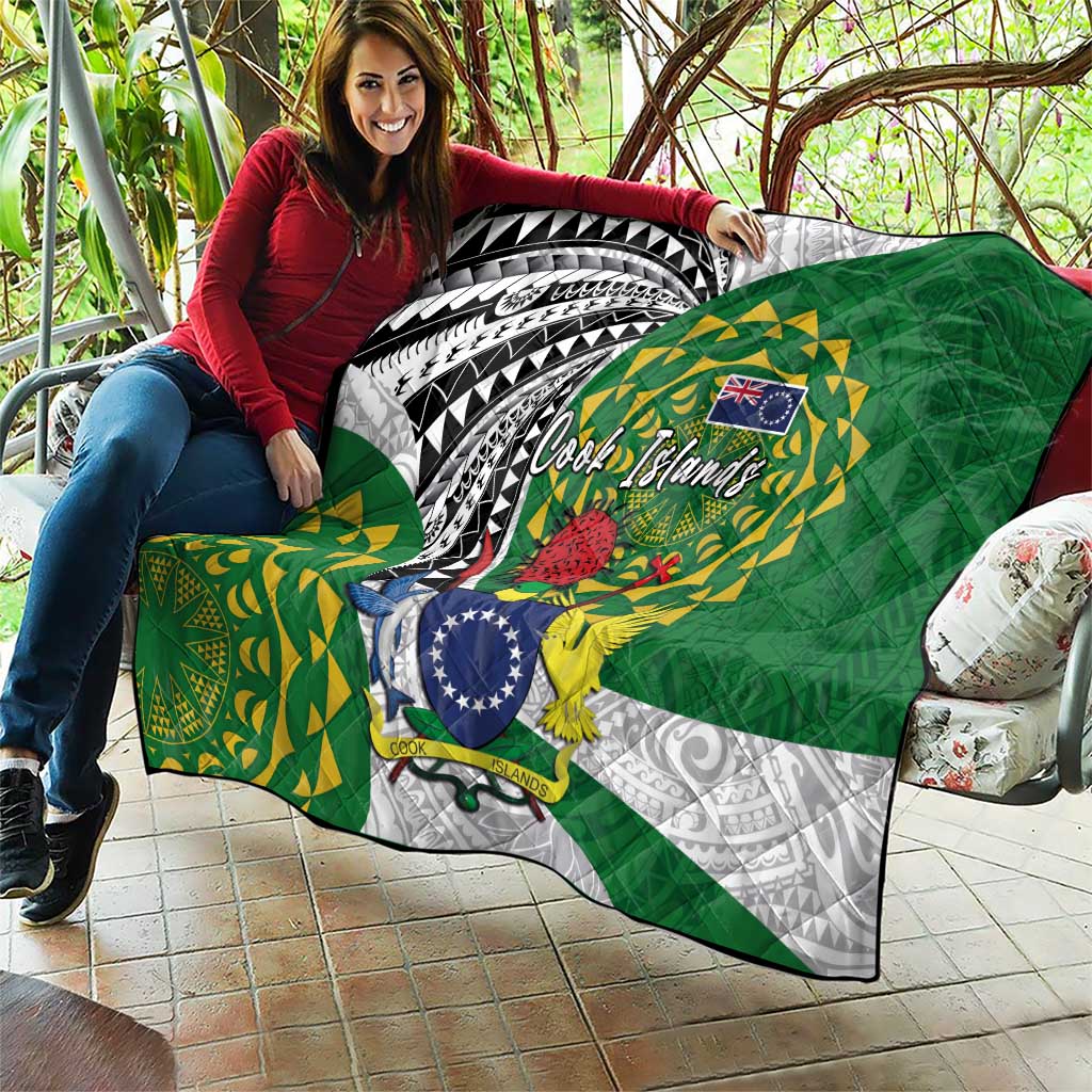 Cook Islands Independence Day Quilt National Flag and Emblem with Tatau Tattoo LT03 - Polynesian Pride