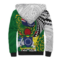 Cook Islands Independence Day Sherpa Hoodie National Flag and Emblem with Tatau Tattoo LT03 - Polynesian Pride