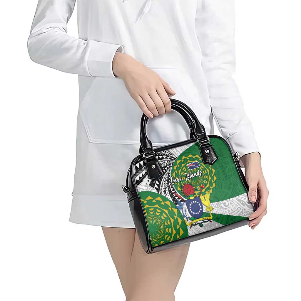 Cook Islands Independence Day Shoulder Handbag National Flag and Emblem with Tatau Tattoo