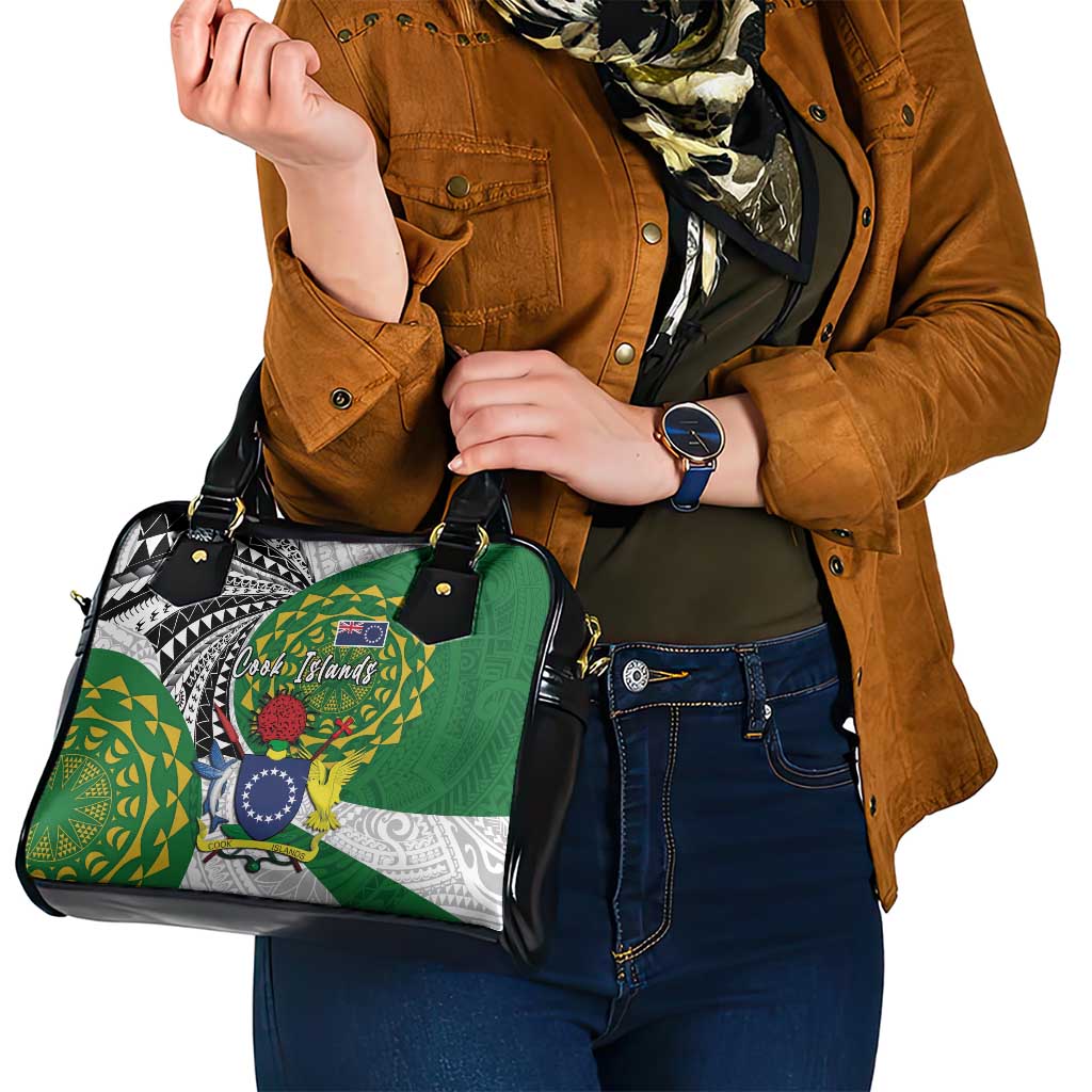 Cook Islands Independence Day Shoulder Handbag National Flag and Emblem with Tatau Tattoo