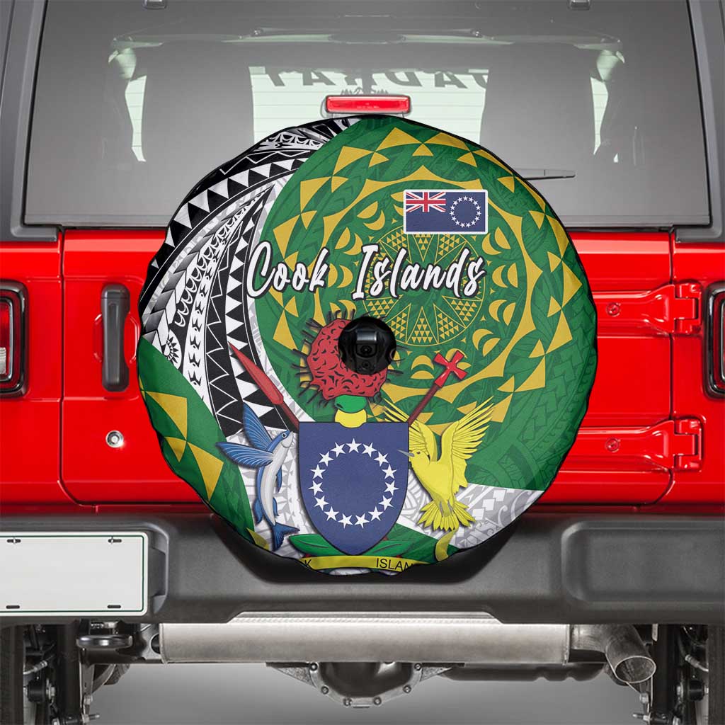 Cook Islands Independence Day Spare Tire Cover National Flag and Emblem with Tatau Tattoo LT03 - Polynesian Pride