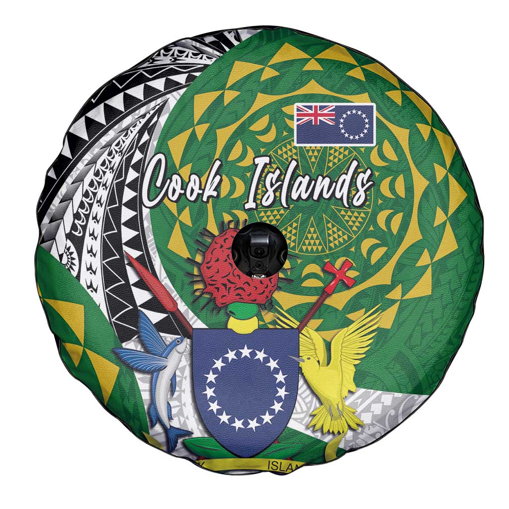Cook Islands Independence Day Spare Tire Cover National Flag and Emblem with Tatau Tattoo LT03 - Polynesian Pride