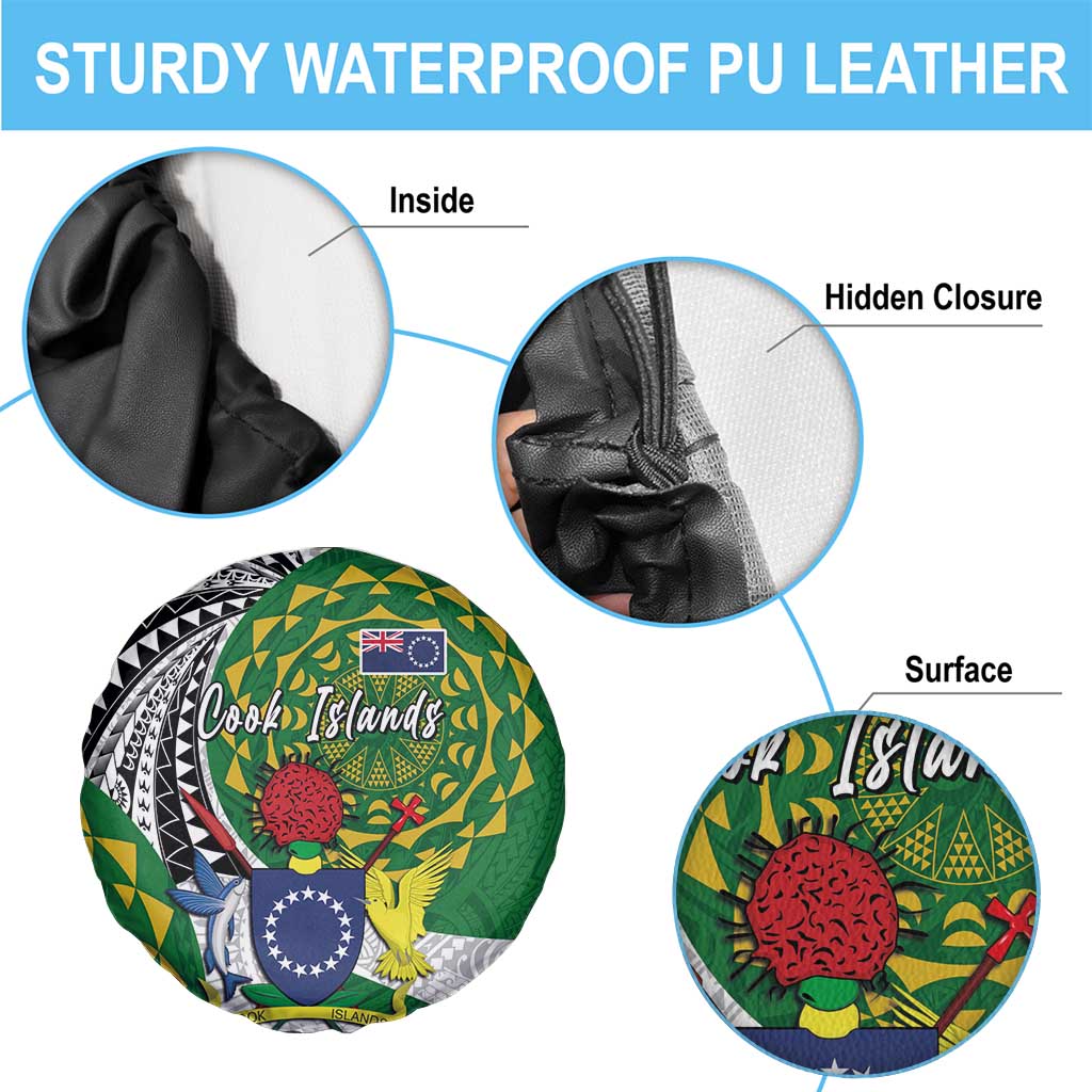 Cook Islands Independence Day Spare Tire Cover National Flag and Emblem with Tatau Tattoo LT03 - Polynesian Pride