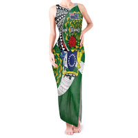 Cook Islands Independence Day Tank Maxi Dress National Flag and Emblem with Tatau Tattoo LT03 Women - Polynesian Pride