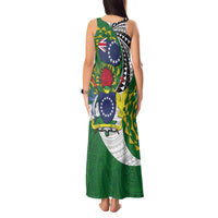 Cook Islands Independence Day Tank Maxi Dress National Flag and Emblem with Tatau Tattoo LT03 - Polynesian Pride