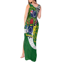 Cook Islands Independence Day Tank Maxi Dress National Flag and Emblem with Tatau Tattoo LT03 - Polynesian Pride