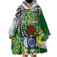 Cook Islands Independence Day Wearable Blanket Hoodie National Flag and Emblem with Tatau Tattoo LT03 - Polynesian Pride