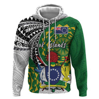 Cook Islands Independence Day Zip Hoodie National Flag and Emblem with Tatau Tattoo LT03 Zip Hoodie - Polynesian Pride
