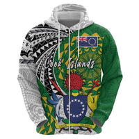 Cook Islands Independence Day Zip Hoodie National Flag and Emblem with Tatau Tattoo LT03 - Polynesian Pride