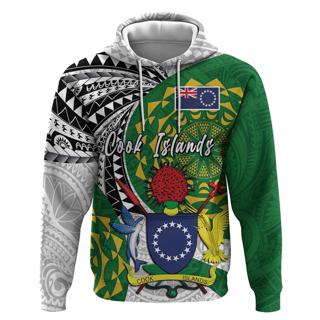 Cook Islands Independence Day Zip Hoodie National Flag and Emblem with Tatau Tattoo LT03 Pullover Hoodie - Polynesian Pride