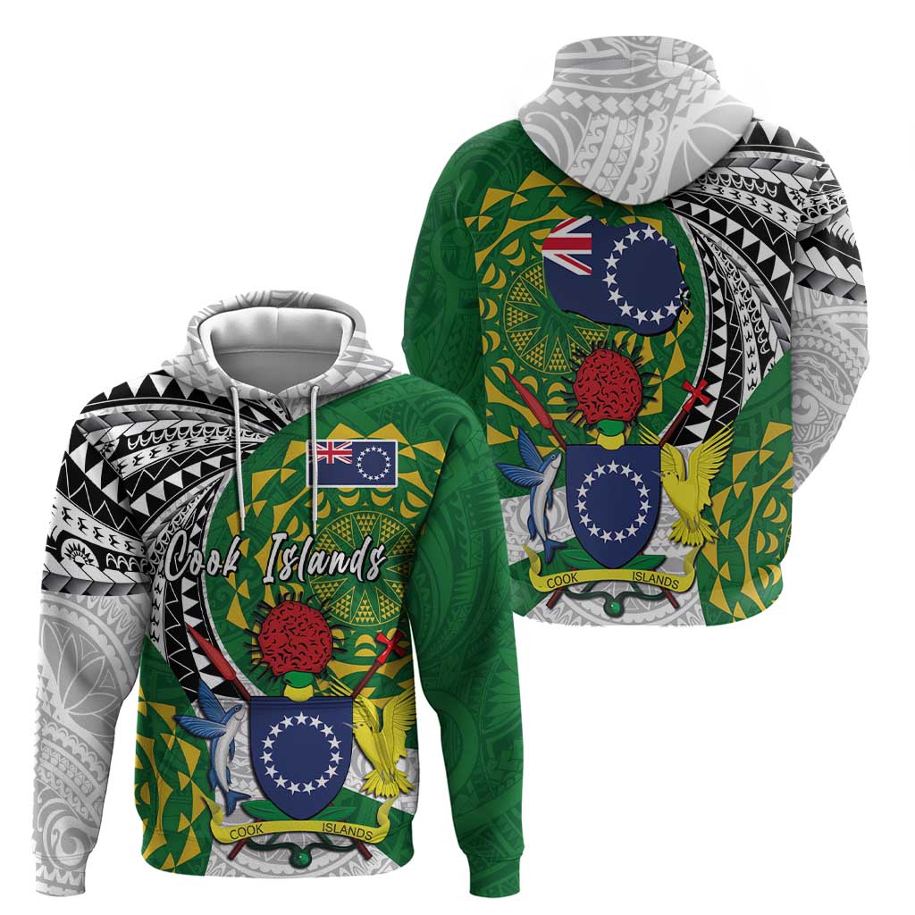 Cook Islands Independence Day Zip Hoodie National Flag and Emblem with Tatau Tattoo LT03 - Polynesian Pride