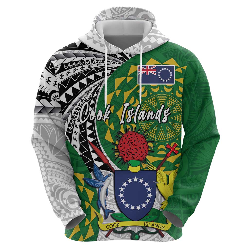 Cook Islands Independence Day Zip Hoodie National Flag and Emblem with Tatau Tattoo LT03 - Polynesian Pride