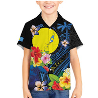 Palau Independence Day Family Matching Mermaid Dress and Hawaiian Shirt Melanesian Tattoo with Hibiscus LT03 Son's Shirt - Polynesian Pride