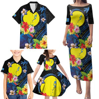 Palau Independence Day Family Matching Puletasi and Hawaiian Shirt Melanesian Tattoo with Hibiscus LT03 - Polynesian Pride