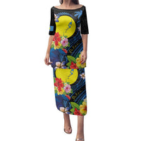 Palau Independence Day Family Matching Puletasi and Hawaiian Shirt Melanesian Tattoo with Hibiscus LT03 Mom's Dress - Polynesian Pride