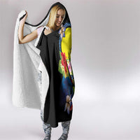 Palau Independence Day Hooded Blanket Melanesian Tattoo with Hibiscus