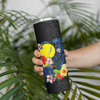 Palau Independence Day Skinny Tumbler Melanesian Tattoo with Hibiscus LT03 - Polynesian Pride