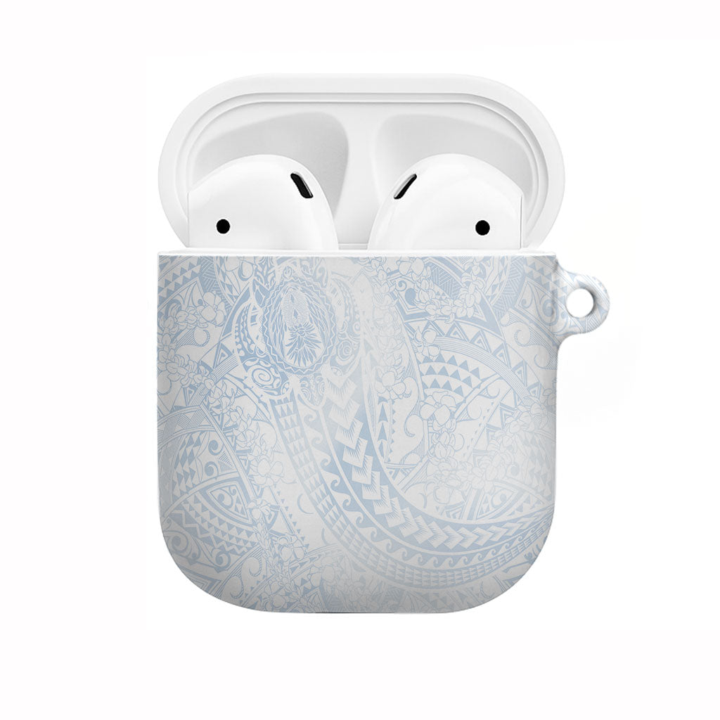 Hawaiian Turtles and Leis AirPods Case Tribal Kakau Pattern Airy White Blue Cloud Vibe LT03 White - Polynesian Pride